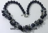 CGN360 19.5 inches chinese crystal & blue goldstone beaded necklaces