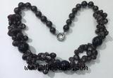 CGN375 19.5 inches round & chips garnet beaded necklaces