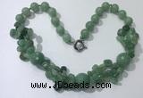 CGN380 23 inches round & chips green aventurine beaded necklaces