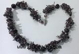 CGN407 19.5 inches chinese crystal & garnet chips beaded necklaces