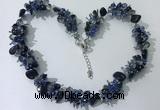 CGN412 19.5 inches chinese crystal & black agate chips beaded necklaces