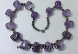 CGN441 21.5 inches freeform amethyst gemstone beaded necklaces