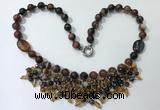 CGN476 21.5 inches chinese crystal & striped agate beaded necklaces