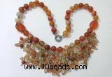 CGN480 21.5 inches chinese crystal & striped agate beaded necklaces