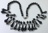 CGN497 21 inches chinese crystal & striped agate beaded necklaces