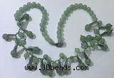 CGN501 21 inches chinese crystal & green aventurine beaded necklaces