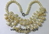 CGN561 19.5 inches stylish 4mm - 12mm yellow jade beaded necklaces