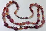 CGN585 23.5 inches striped agate gemstone beaded necklaces