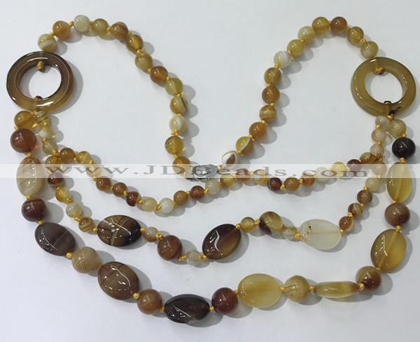 CGN596 23.5 inches striped agate gemstone beaded necklaces