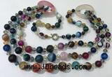 CGN614 24 inches chinese crystal & striped agate beaded necklaces