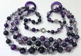 CGN622 24 inches chinese crystal & striped agate beaded necklaces