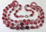 CGN624 24 inches chinese crystal & striped agate beaded necklaces