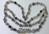 CGN650 22 inches chinese crystal & striped agate beaded necklaces