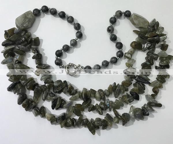 CGN677 22 inches stylish labradorite gemstone beaded necklaces