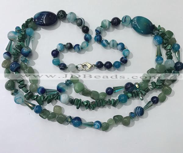 CGN684 23.5 inches chinese crystal & mixed gemstone beaded necklaces