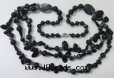 CGN687 23.5 inches chinese crystal & black agate beaded necklaces