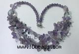 CGN696 22.5 inches chinese crystal & amethyst beaded necklaces