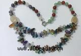 CGN703 22.5 inches chinese crystal & mixed gemstone beaded necklaces