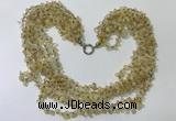 CGN733 19.5 inches stylish 6 rows citrine chips necklaces