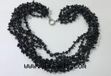 CGN738 19.5 inches stylish 6 rows black agate chips necklaces