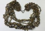 CGN747 19.5 inches stylish 8 rows yellow tiger eye chips necklaces