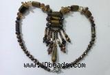 CGN816 19.5 inches chinese crystal & yellow tiger eye statement necklaces