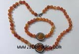 CGN873 19.5 inches 8mm round striped agate jewelry sets