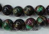 CGO05 15.5 inches 12mm round gold multi-color stone beads