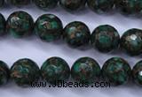 CGO114 15.5 inches 12mm faceted round gold green color stone beads