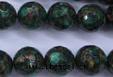 CGO117 15.5 inches 18mm faceted round gold green color stone beads