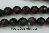 CGO14 15.5 inches 10mm faceted round gold multi-color stone beads