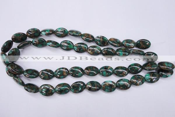 CGO148 15.5 inches 13*18mm oval gold green color stone beads