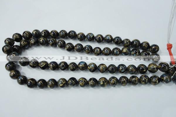 CGO163 15.5 inches 10mm round gold blue color stone beads