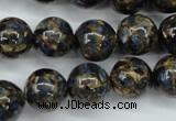 CGO168 15.5 inches 20mm round gold blue color stone beads