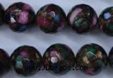 CGO19 15.5 inches 20mm faceted round gold multi-color stone beads