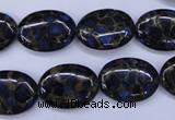 CGO206 15.5 inches 10*14mm oval gold blue color stone beads