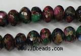 CGO25 15.5 inches 8*12mm faceted rondelle gold multi-color stone beads