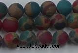 CGO266 15.5 inches 6mm round matte gold multi-color stone beads