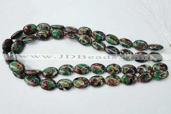 CGO39 15.5 inches 12*16mm oval gold multi-color stone beads