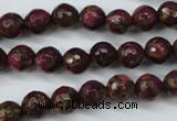 CGO63 15.5 inches 8mm faceted round gold red color stone beads