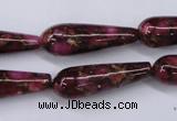 CGO78 15.5 inches 8*20mm teardrop gold red color stone beads