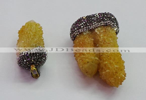 CGP1532 20*40mm - 30*50mm nuggets druzy quartz pendants