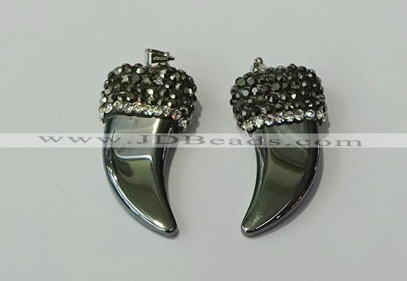 CGP155 20*38mm horn hematite gemstone pendants wholesale