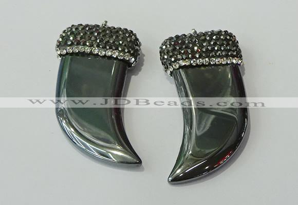 CGP156 28*55mm horn hematite gemstone pendants wholesale