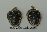 CGP159 25*35mm skull hematite gemstone pendants wholesale