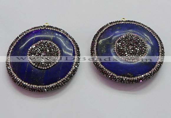 CGP1593 55mm coin lapis lazuli gemstone pendants wholesale