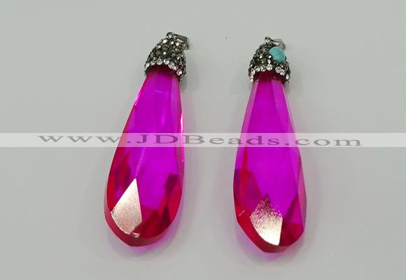 CGP235 20*80mm faceted teardrop crystal glass pendants wholesale