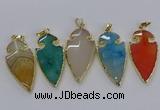 CGP3008 22*45mm arrowhead agate gemstone pendants wholesale