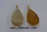 CGP3016 28*50mm flat teardrop fossil coral pendants wholesale