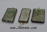 CGP3023 30*60mm - 40*60mm rectangle green apple jasper pendants